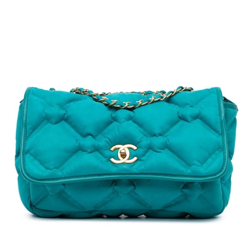 Chanel Small Iridescent Calfskin Chesterfield Flap Blue Leather Good condition - Front View