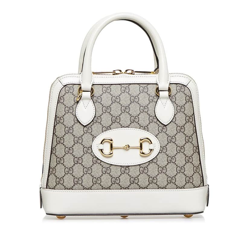 Gucci Small GG Supreme Horsebit 1955 Satchel Brown Canvas Good condition - Front View
