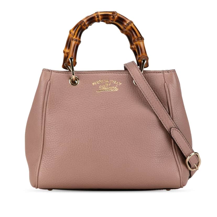 Gucci Mini Calfskin Bamboo Shopper Satchel Pink Leather Good condition - Front View