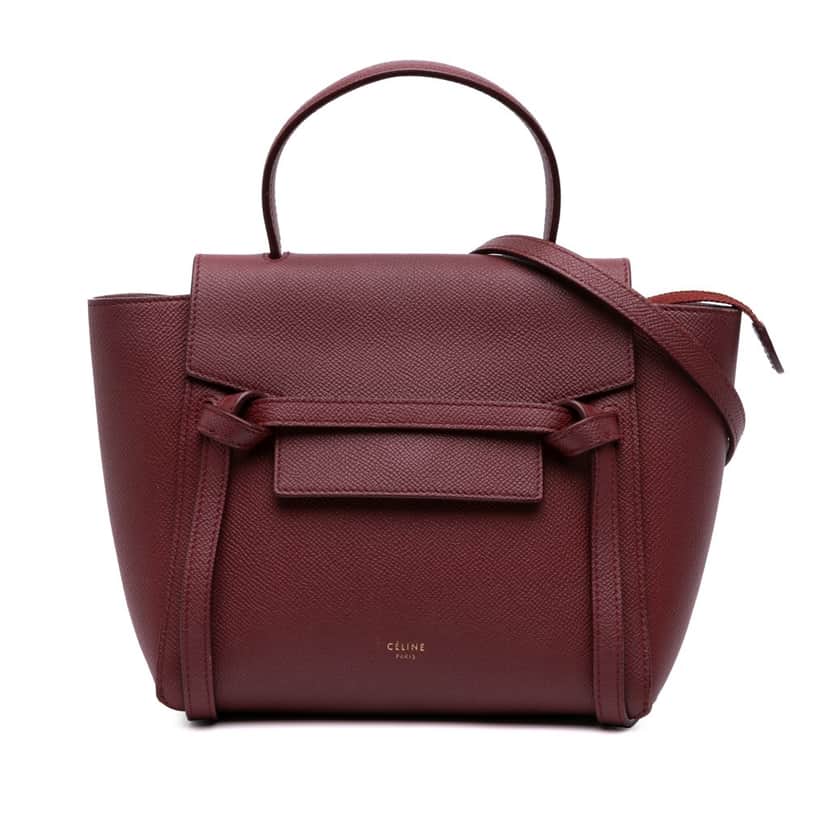 Celine Nano Grained Calfskin Belt Bag Red Leather Good condition - Front View