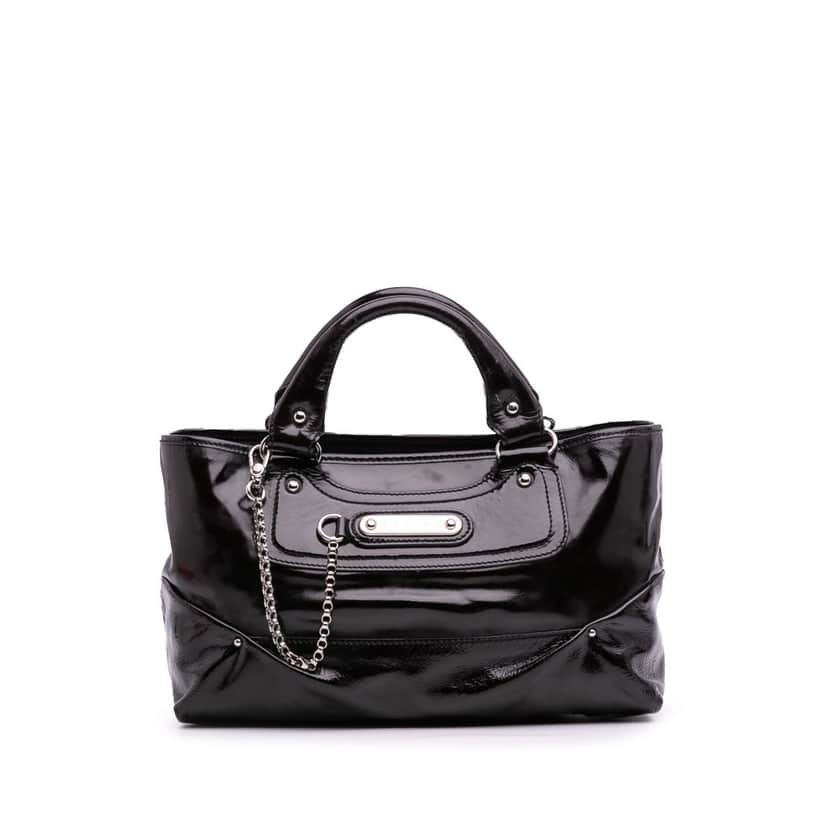 Celine Patent Boogie Handbag Black Leather Good condition - Front View