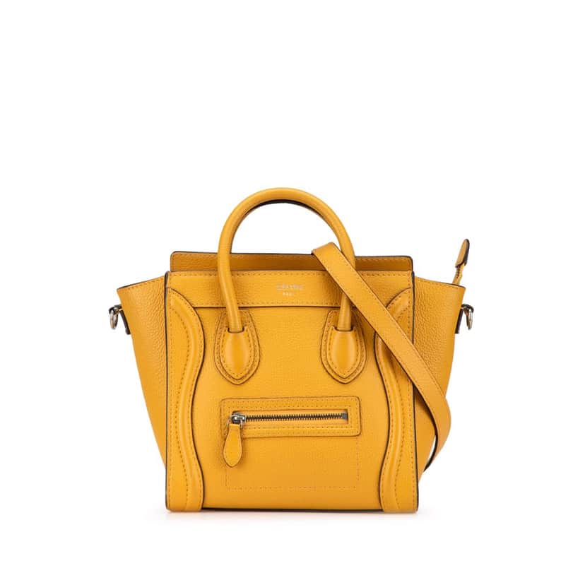 Celine Nano Leather Luggage Tote Yellow Leather Very good condition - Front View