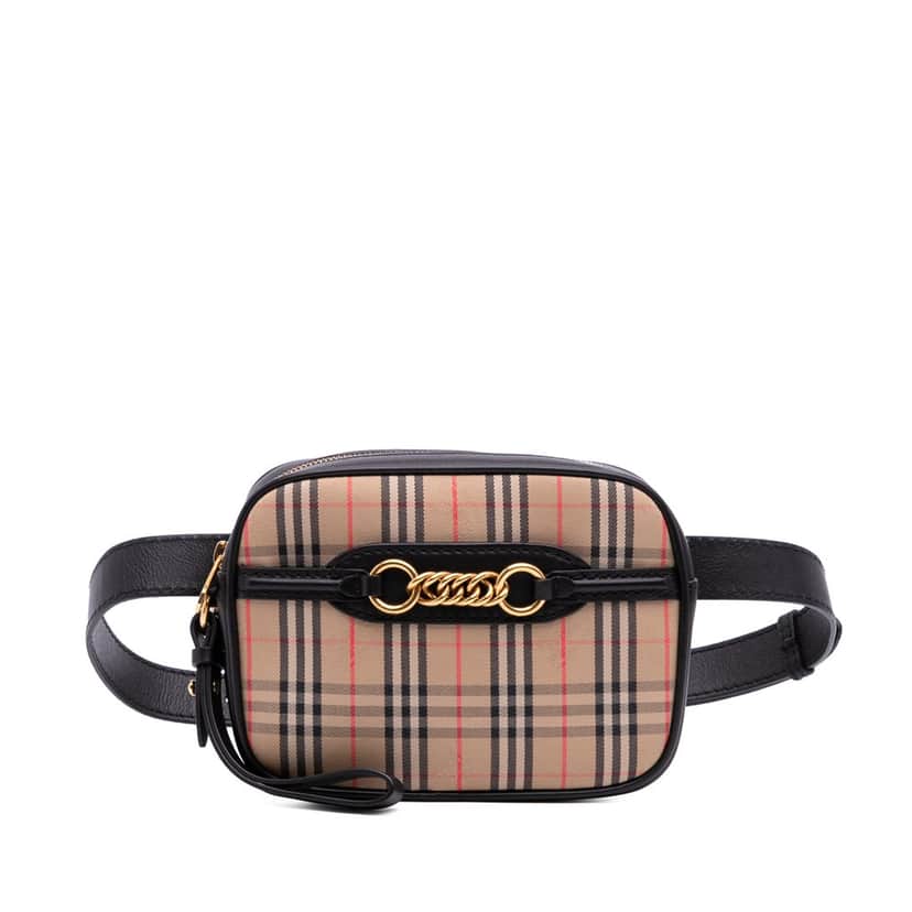 Burberry Haymarket Check Canvas 1983 Link Belt Bag Brown Canvas Good condition - Front View