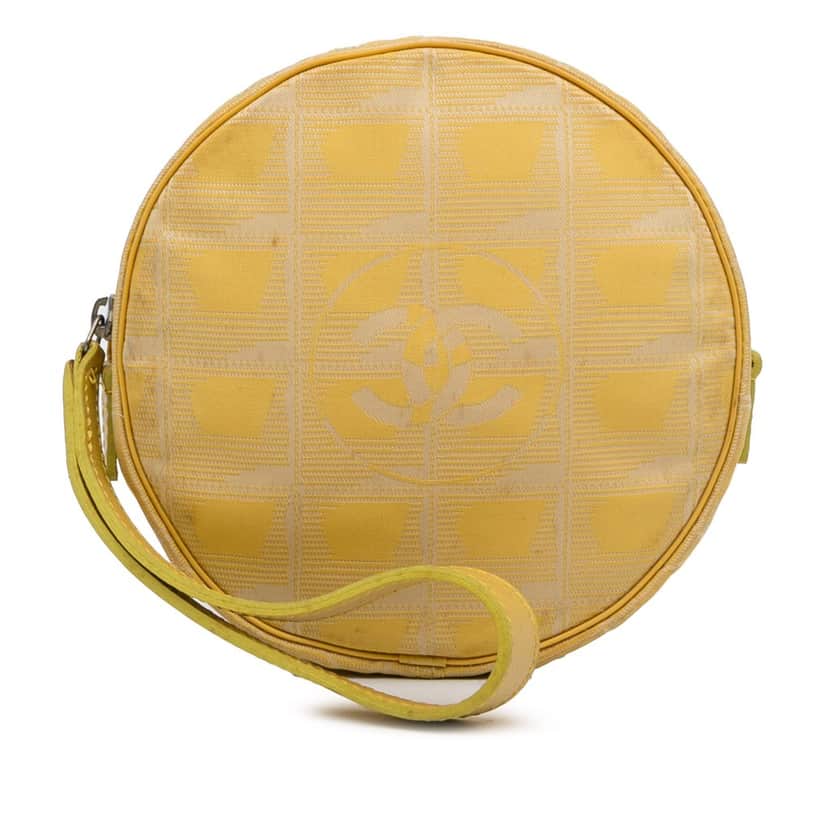 Chanel New Travel Line Nylon Pouch Yellow Fair condition - Front View