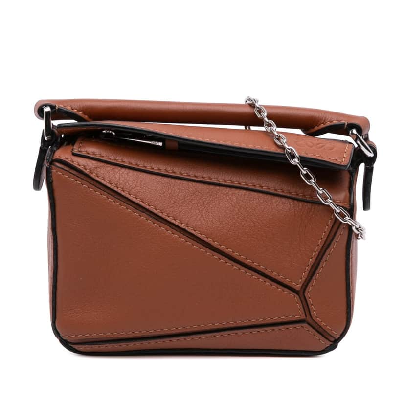 Loewe Nano Calfskin Puzzle Satchel Brown Leather Good condition - Front View