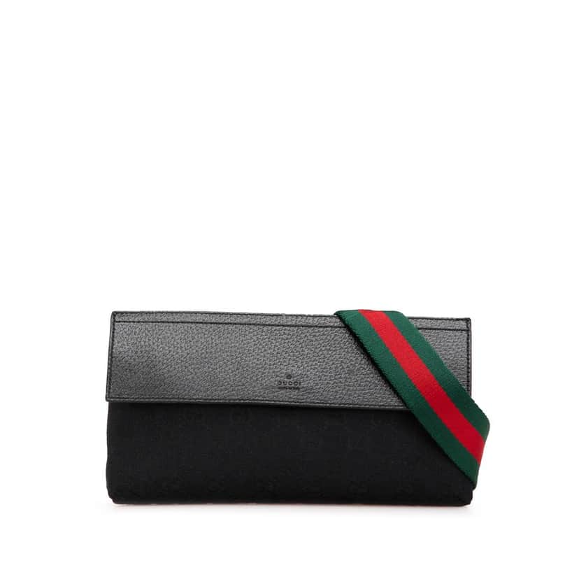 Gucci GG Canvas Web Crossbody Black Canvas Good condition - Front View