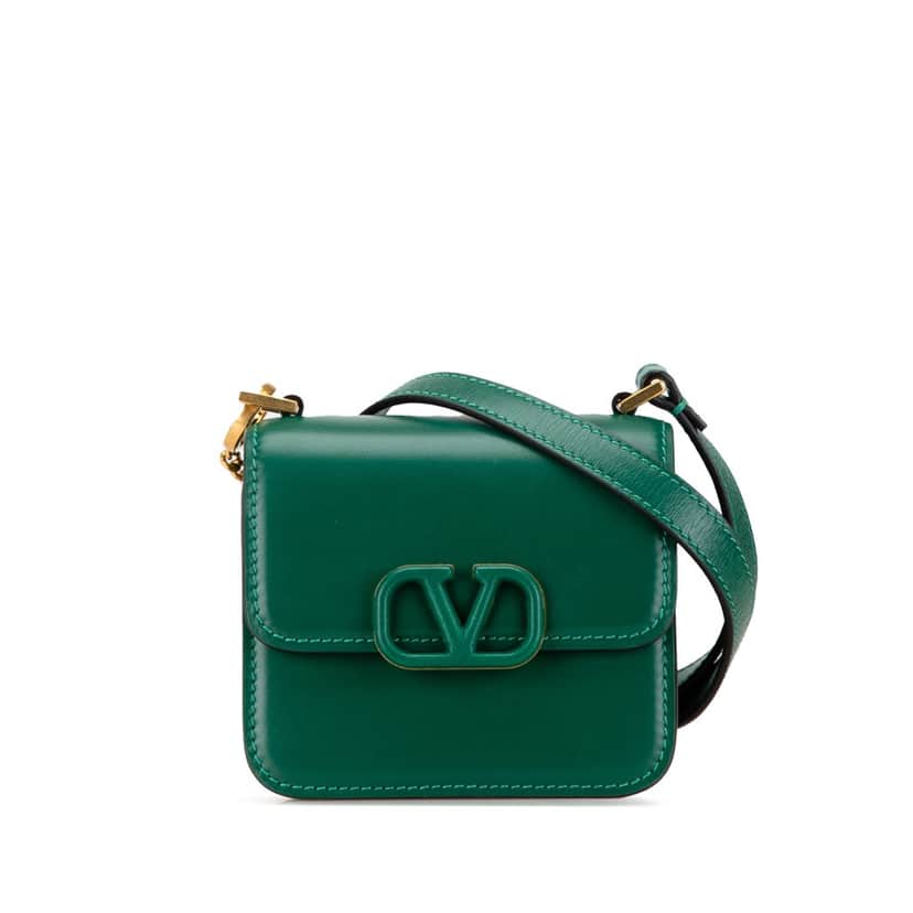 Valentino Micro Leather VSling Crossbody Green Leather Good condition - Front View