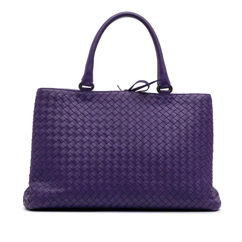 Bottega Veneta Nappa Intrecciato Milano Tote Purple Leather Good condition - Front View