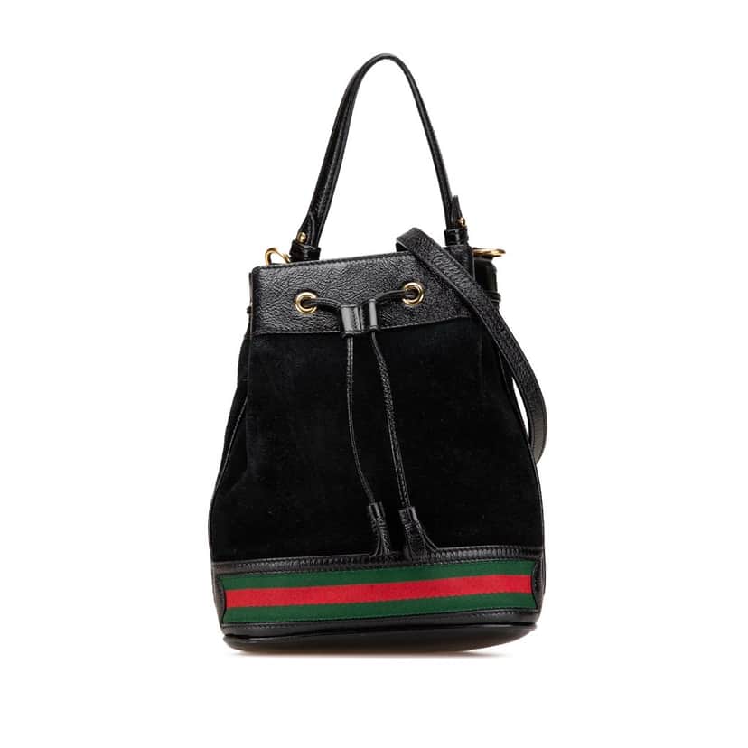 Gucci Small Suede Ophidia Bucket Black Leather Good condition - Front View