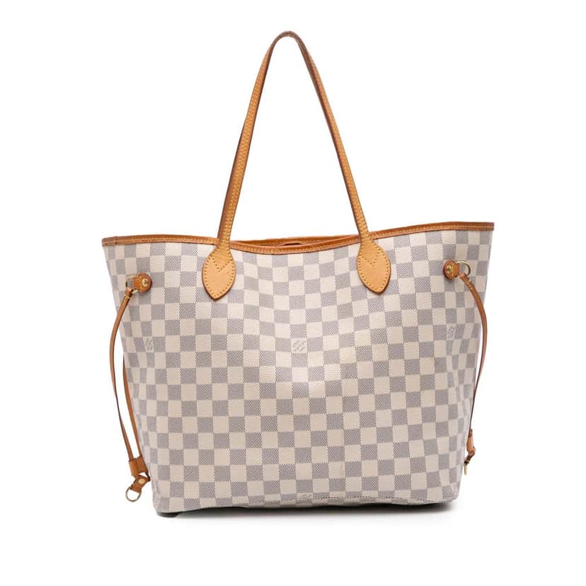 Louis Vuitton Damier Azur Neverfull MM White Canvas Good condition - Front View