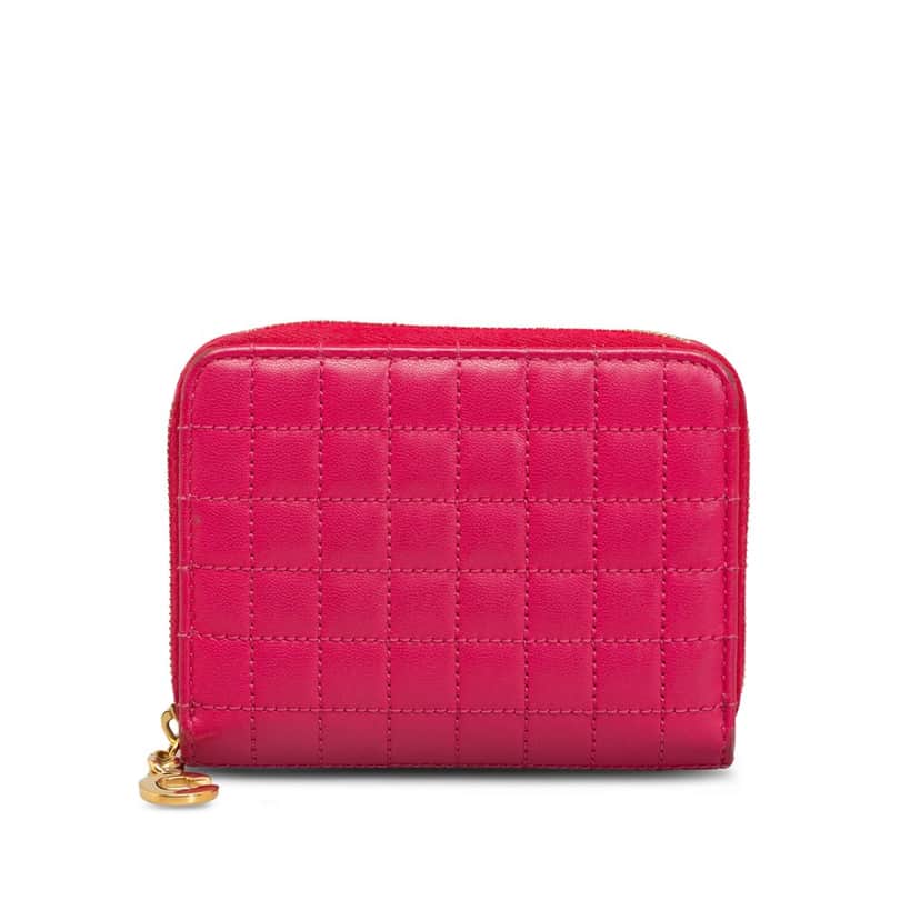 Celine C Charm Coin Pouch Pink Leather Good condition - Front View