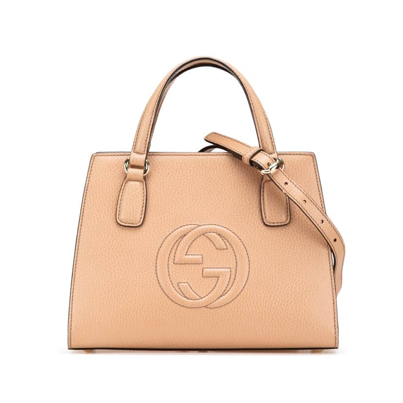 Gucci Medium Leather Soho Top Handle Convertible Tote Brown Leather Good condition - Front View
