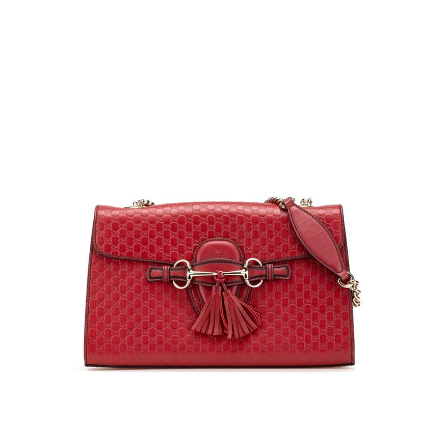 Gucci Medium Microguccissima Emily Shoulder Bag Red Leather Good condition - Front View