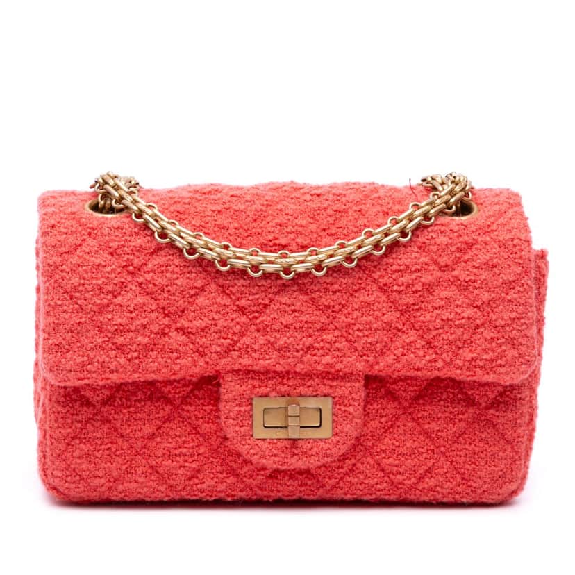 Chanel Reissue 2.55 Quilted Tweed Single Flap 224 Red Tweed Good condition - Front View