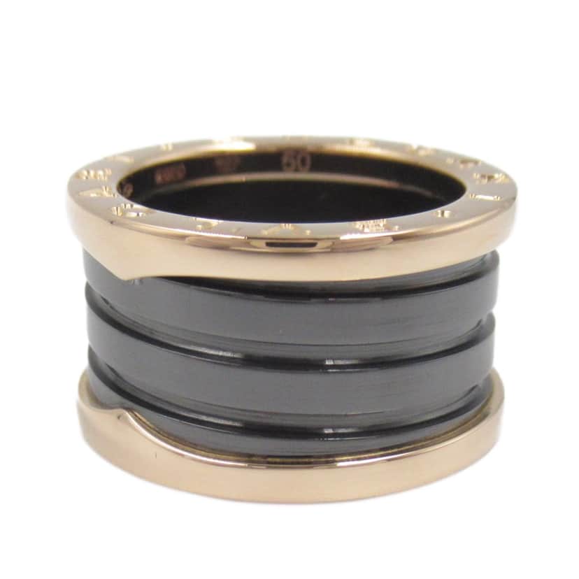 Bvlgari 18K Rose Gold and Ceramic B.Zero1 Three Band Ring Pink Rose Gold Good condition - Front View