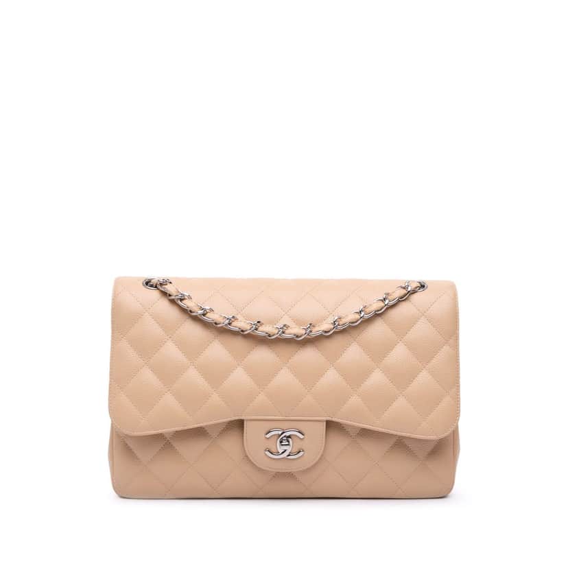 Chanel Jumbo Classic Caviar Double Flap Brown Leather Good condition - Front View