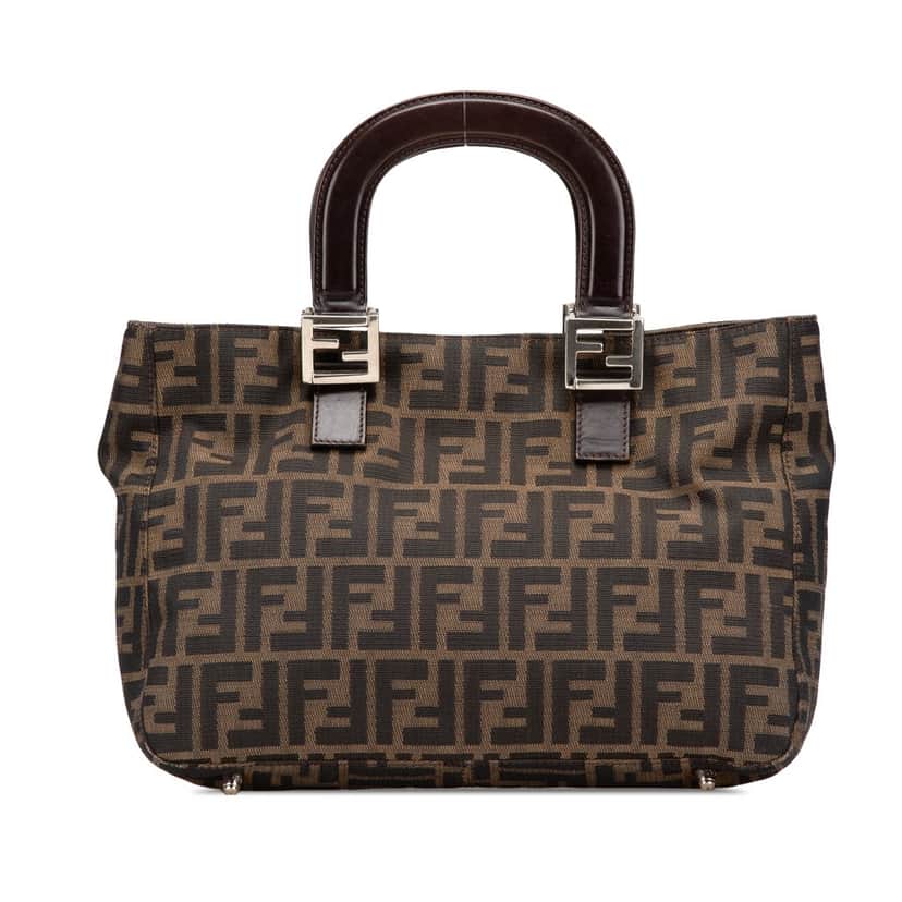Fendi Small Zucca Canvas Twins Tote Brown Canvas Good condition - Front View