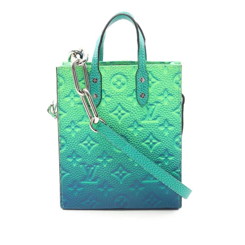 Louis Vuitton Monogram Taurillon Illusion Sac Plat XS Green Leather Good condition - Front View