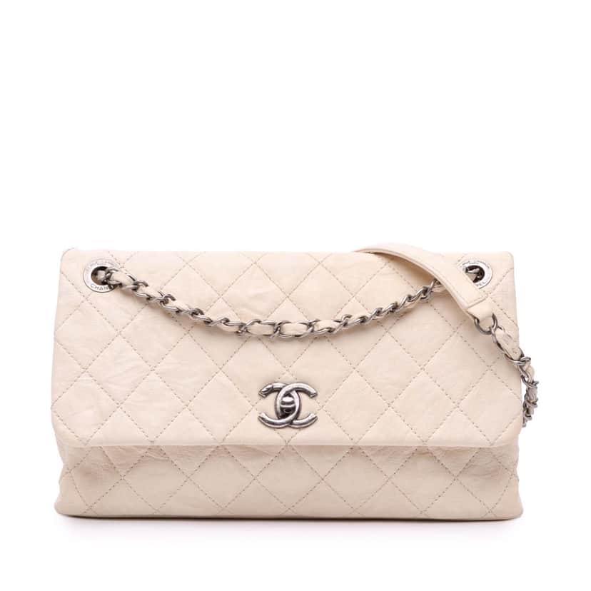 Chanel CC Quilted Aged Calfskin Flap Brown Leather Good condition - Front View
