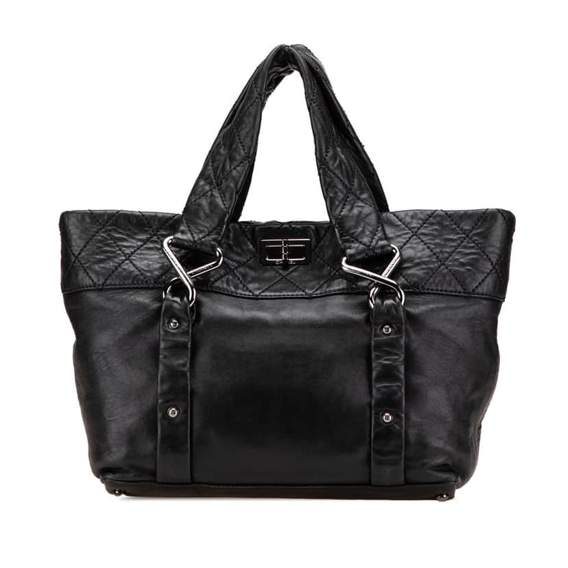 Chanel Small Reissue Lambskin 8 Knots Tote Black Leather Good condition - Front View