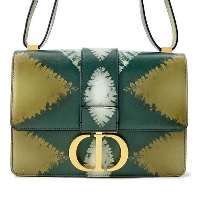 Dior Calfskin Tie Dye 30 Montaigne Flap Green Leather Good condition - Front View