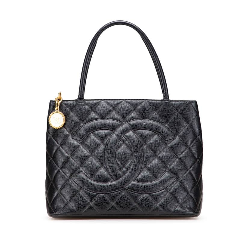 Chanel Caviar Medallion Tote Black Leather Good condition - Front View