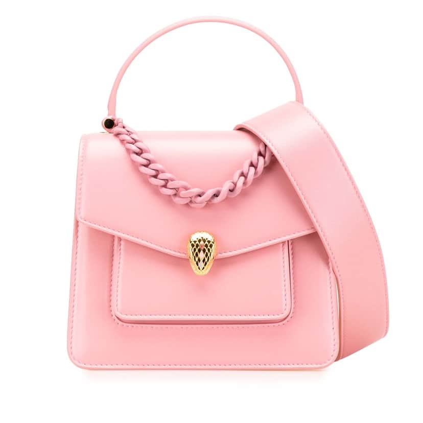 Bvlgari Limited Edition Calfskin Serpenti Forever Chain Top Handle Bag Pink Leather Very good condition - Front View