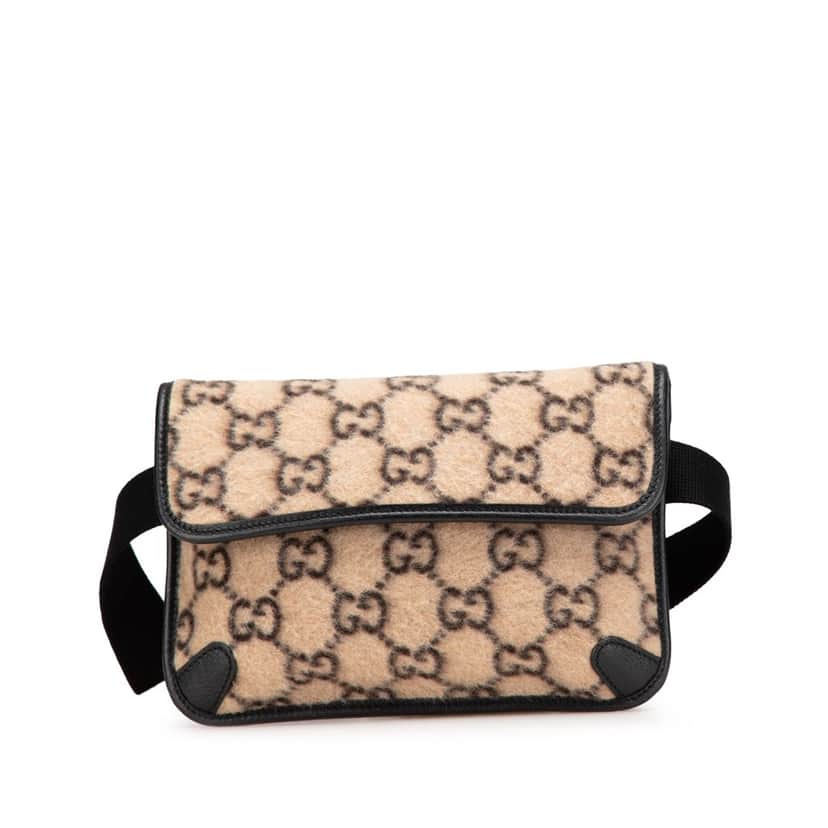Gucci GG Wool Slim Belt Bag Brown Wool Very good condition - Front View