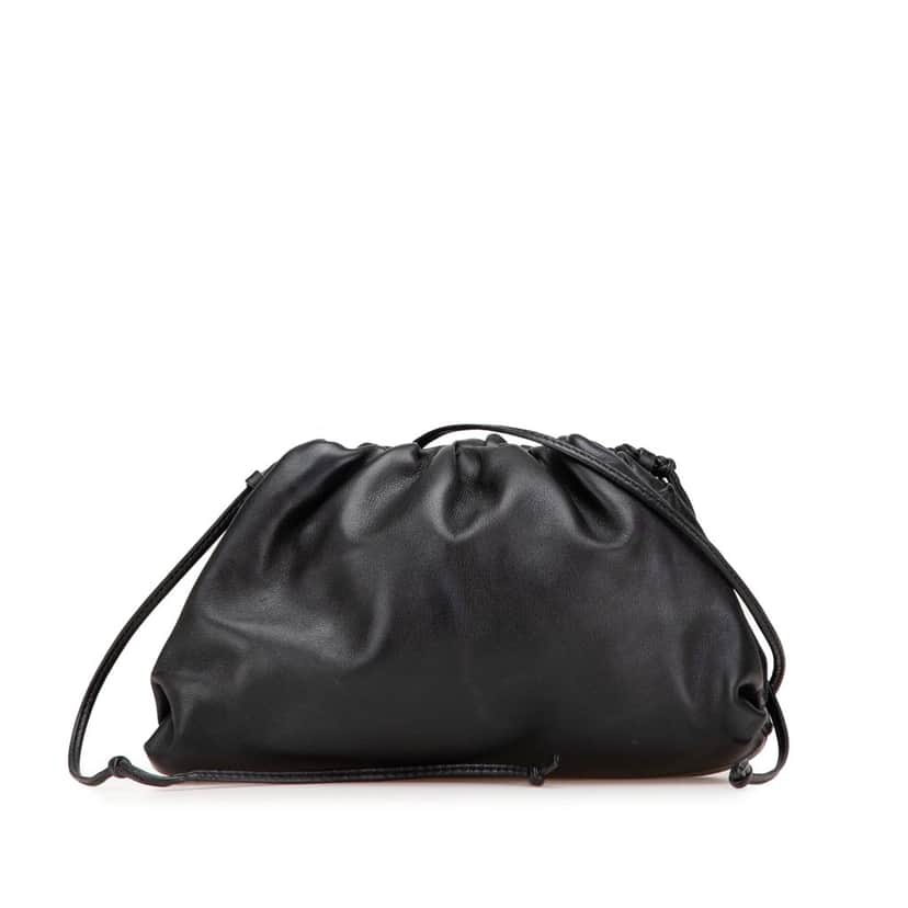 Bottega Veneta Lambskin The Mini Pouch Crossbody Black Leather Good condition - Front View