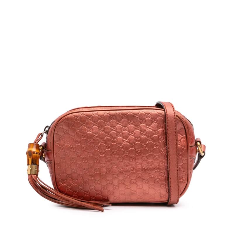 Gucci Metallic Microguccissima Sunshine Disco Camera Bag Orange Leather Good condition - Front View