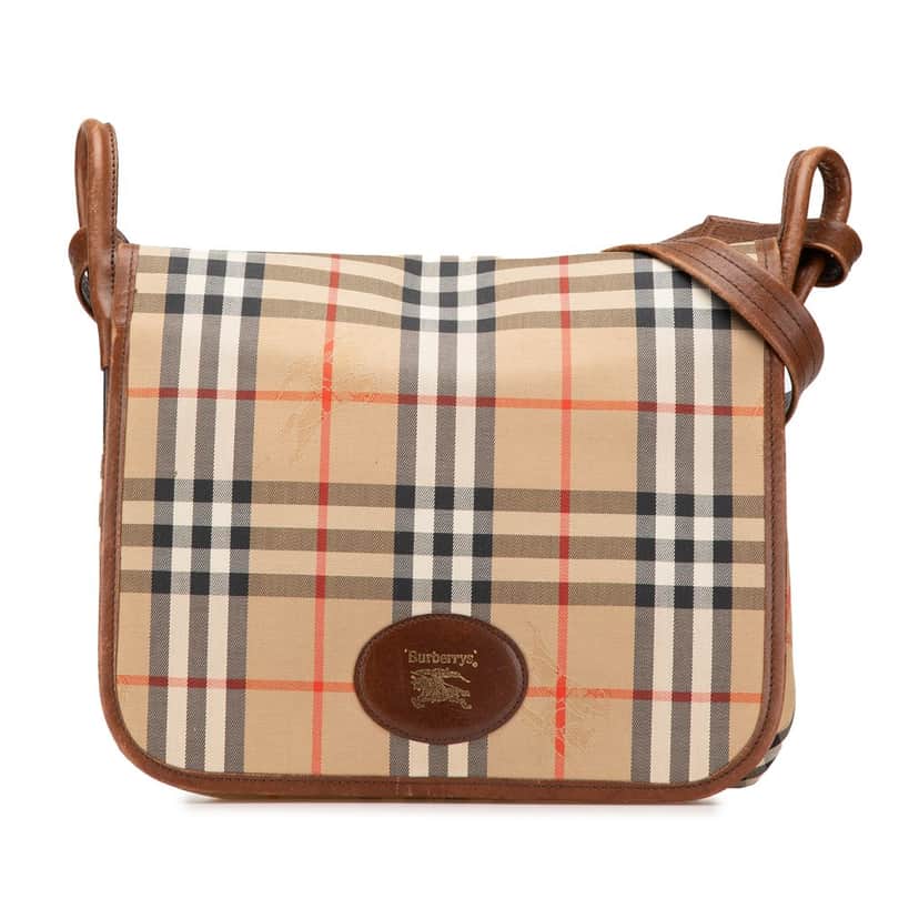 Burberry Haymarket Check Canvas Shoulder Bag Brown Canvas Good condition - Front View