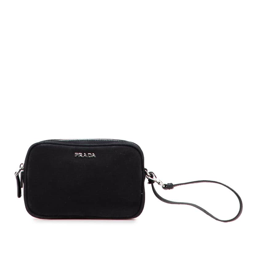 Prada Canvas Canapa Pouch Black Canvas Good condition - Front View