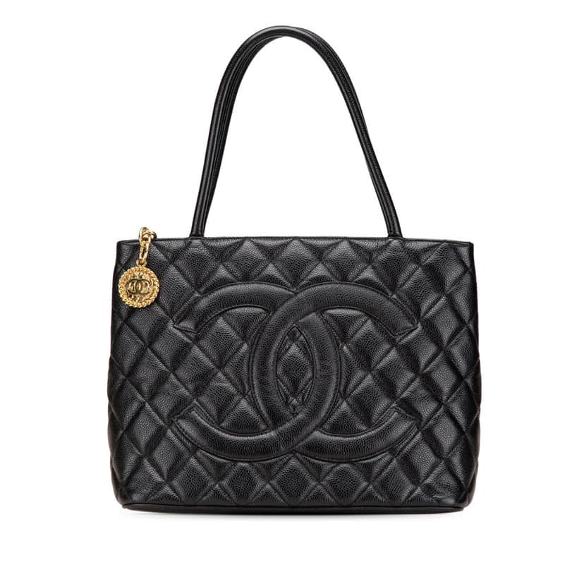 Chanel Caviar Medallion Tote Black Leather Good condition - Front View