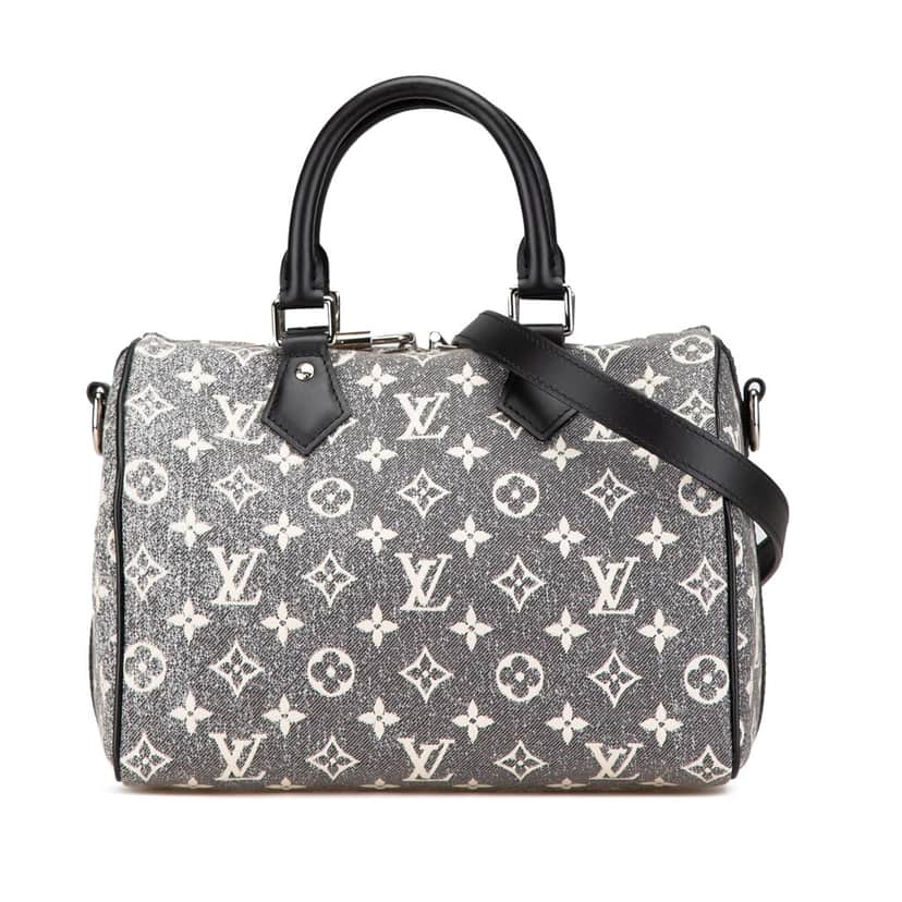 Louis Vuitton Monogram Jacquard Denim Speedy Bandouliere 25 Grey Denim Good condition - Front View