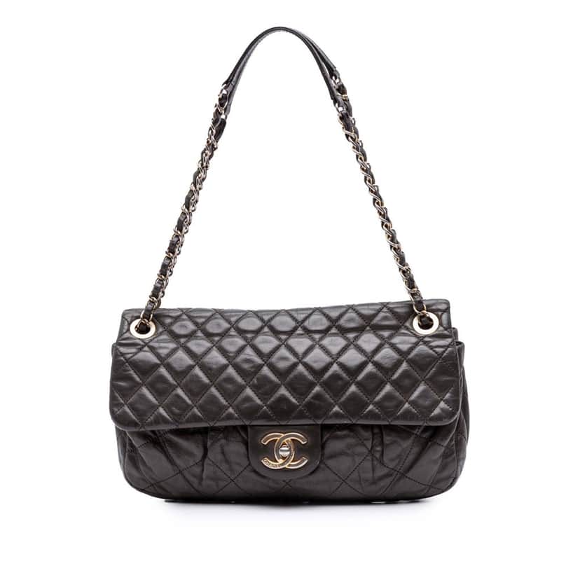 Chanel Quilted Calfskin Chic Quilt Flap Grey Leather Good condition - Front View