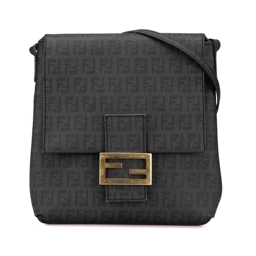 Fendi Zucchino Spalmati Crossbody Black Canvas Good condition - Front View