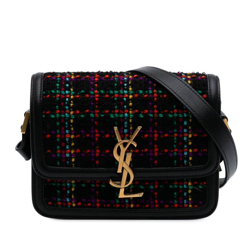 Saint Laurent Small Tweed Solferino Crossbody Black Tweed Good condition - Front View