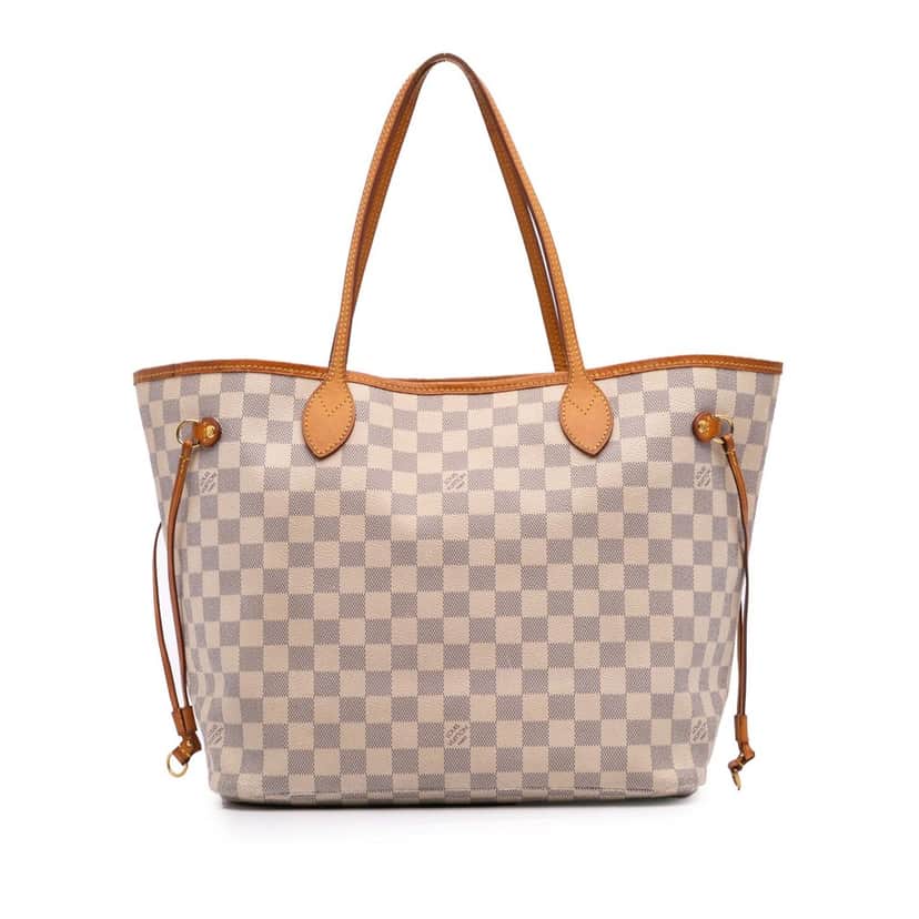 Louis Vuitton Damier Azur Neverfull MM White Canvas Good condition - Front View
