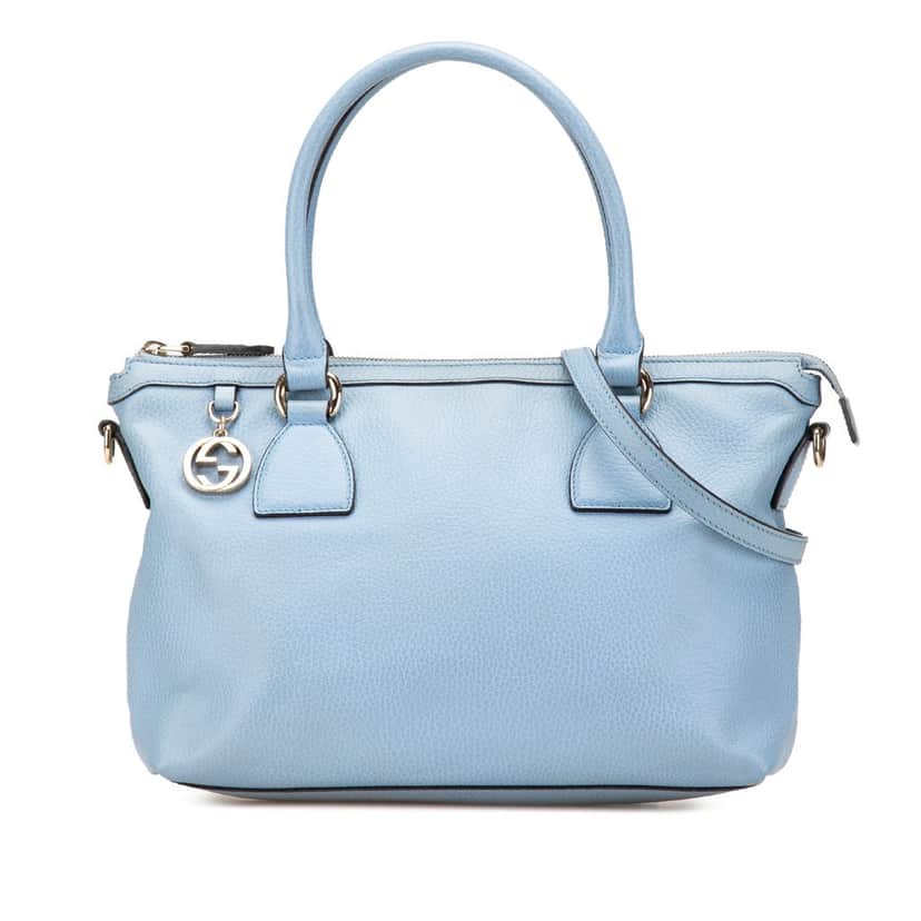 Gucci Leather Interlocking G Charmy Satchel Blue Leather Good condition - Front View