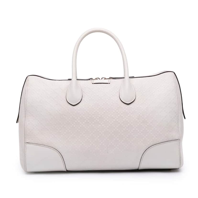 Gucci Diamante Leather Boston Bag White Leather Good condition - Front View