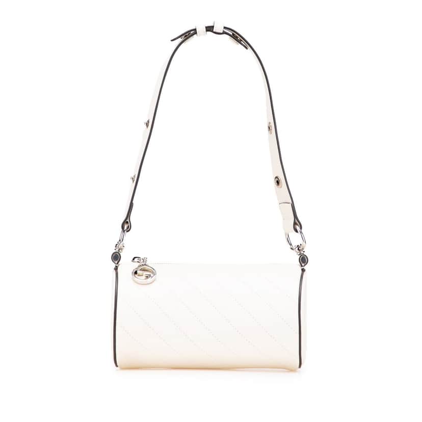 Gucci Mini Leather Blondie Barrel Shoulder Bag White Leather Good condition - Front View