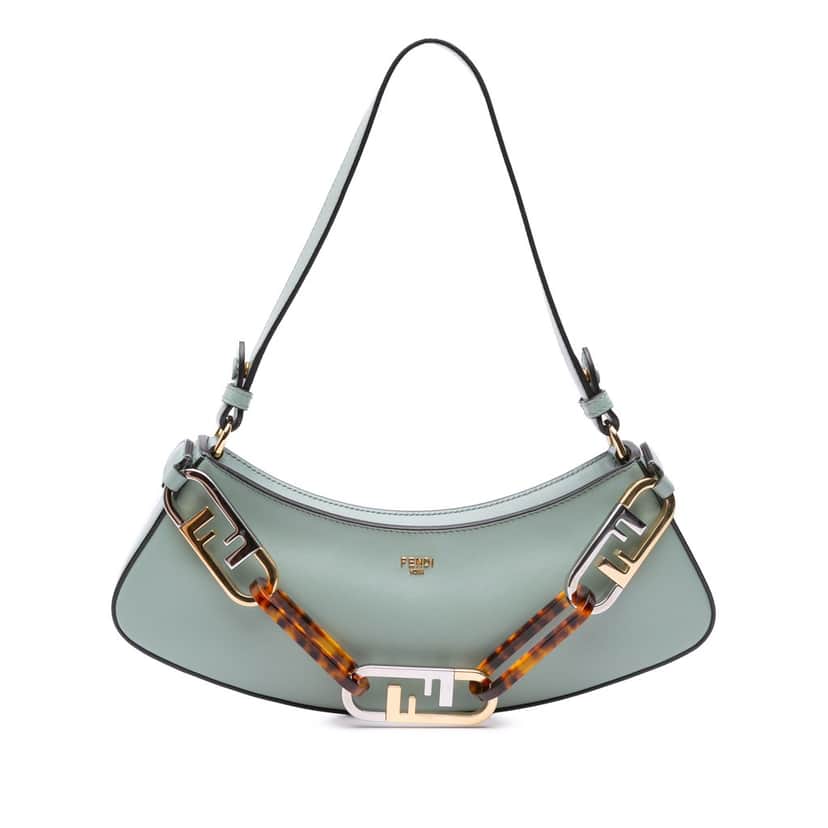 Fendi Leather O'lock Swing Satchel Green Leather Good condition - Front View