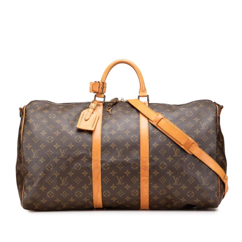 Louis Vuitton Monogram Keepall Bandouliere 55 Brown Canvas Good condition - Front View
