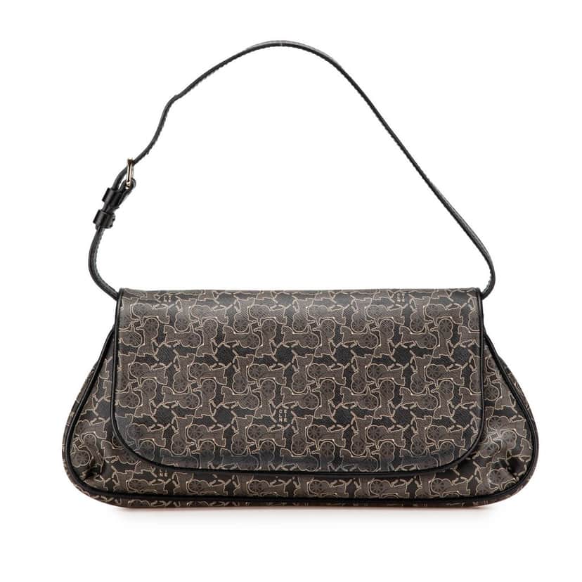 Celine Horse Carriage Coated Canvas Shoulder Bag Black Canvas Good condition - Front View