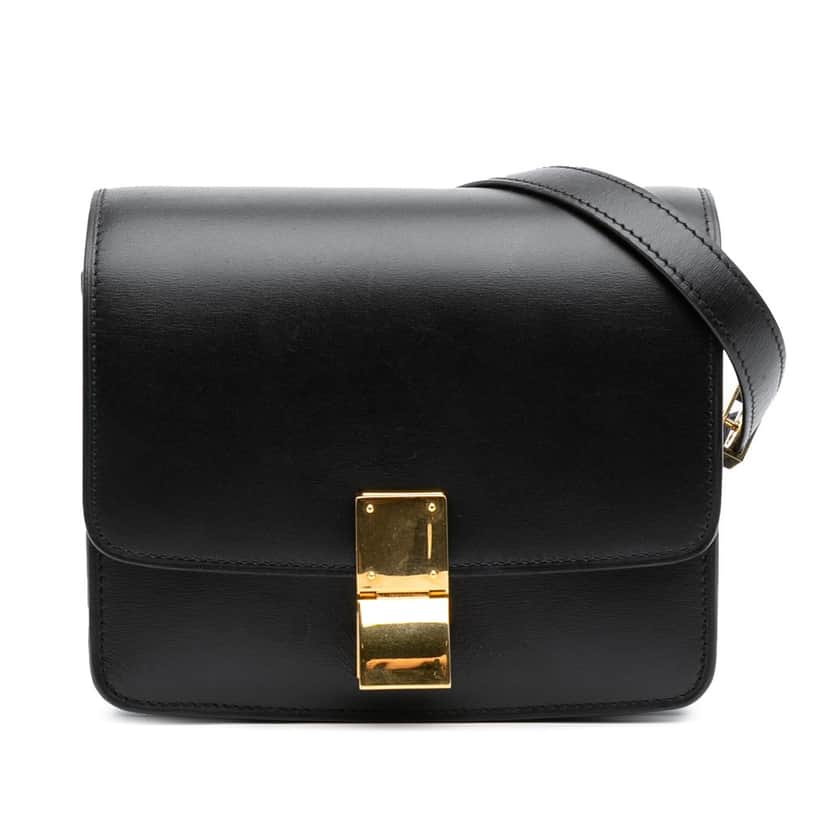 Celine Small Calfskin Classic Box Black Leather Good condition - Front View