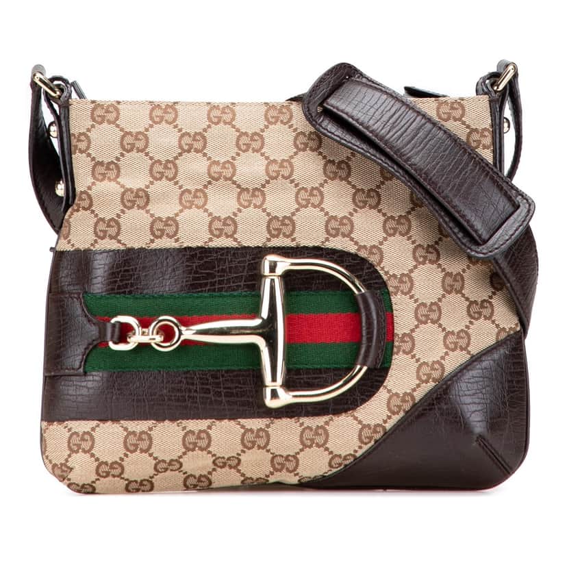 Gucci GG Canvas Hasler Web Crossbody Brown Canvas Good condition - Front View