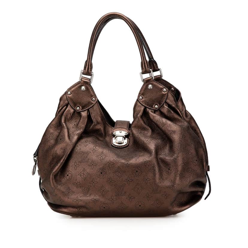 Louis Vuitton Monogram Mahina L Hobo Brown Leather Good condition - Front View