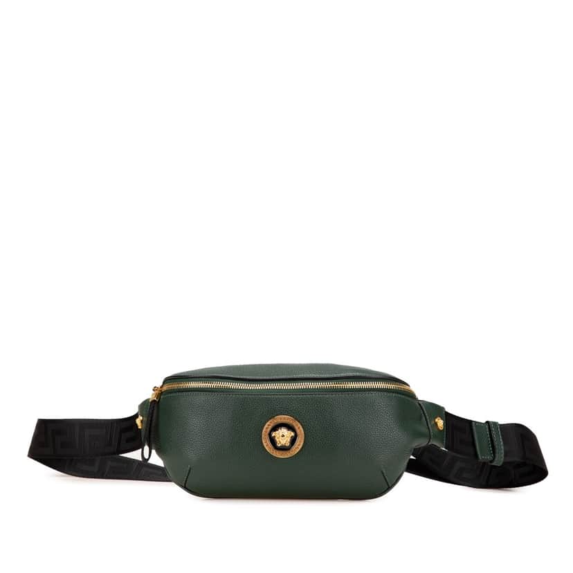 Versace Grained Calfskin Vanitas Medea Belt Bag Green Leather Good condition - Front View