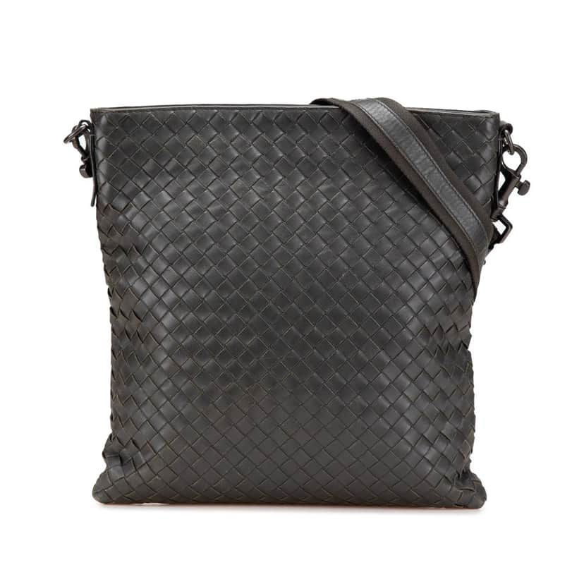 Bottega Veneta Nappa Intrecciato VN Crossbody Grey Leather Good condition - Front View