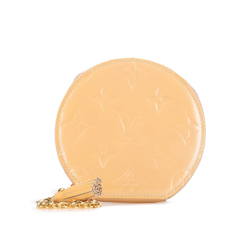 Louis Vuitton Monogram Vernis Round Coin Pouch Brown Leather Good condition - Front View